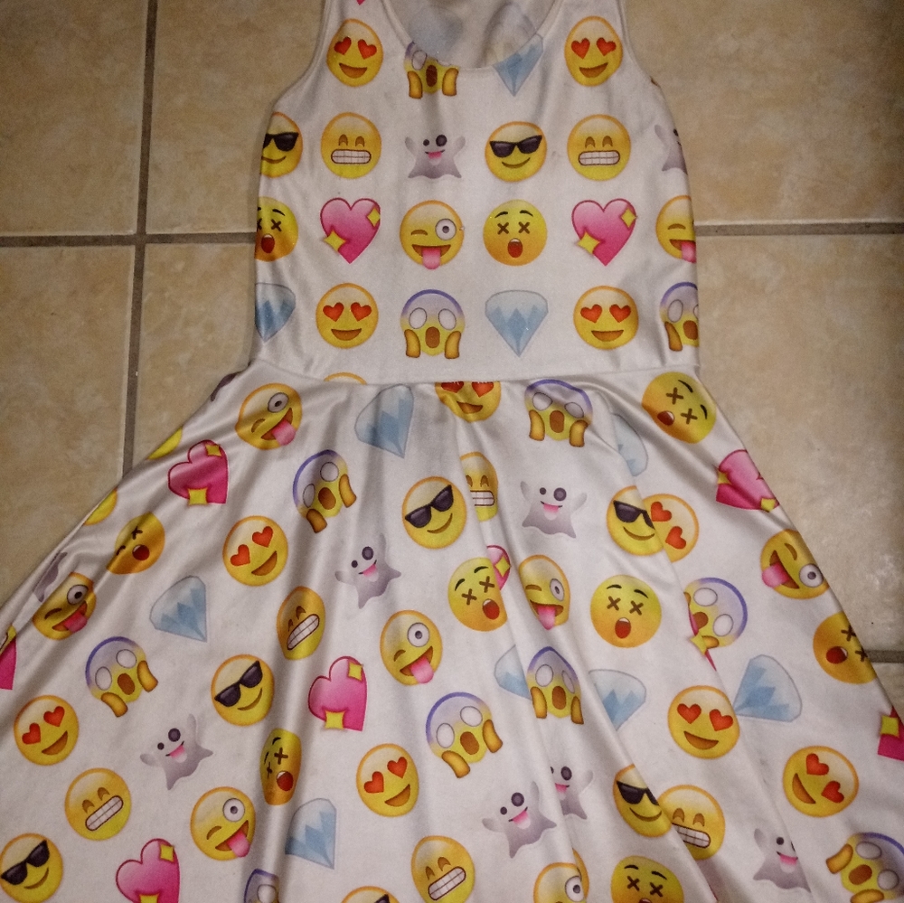 Emoji Digital Print Skater Cute Sexy Fun Dress - Picture 2 of 6